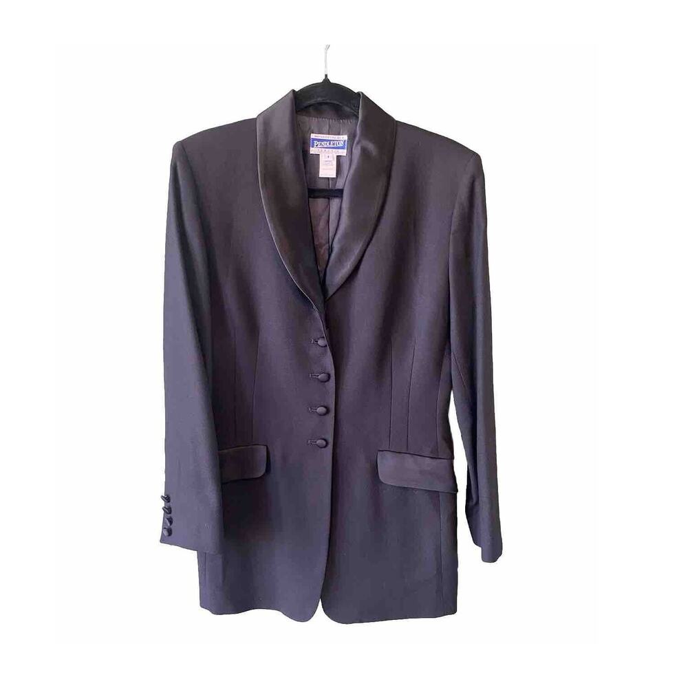 VINTAGE Pendleton Blazer Womens Size 4 100% Wool Black Classic Office Capsule - Picture 1 of 10
